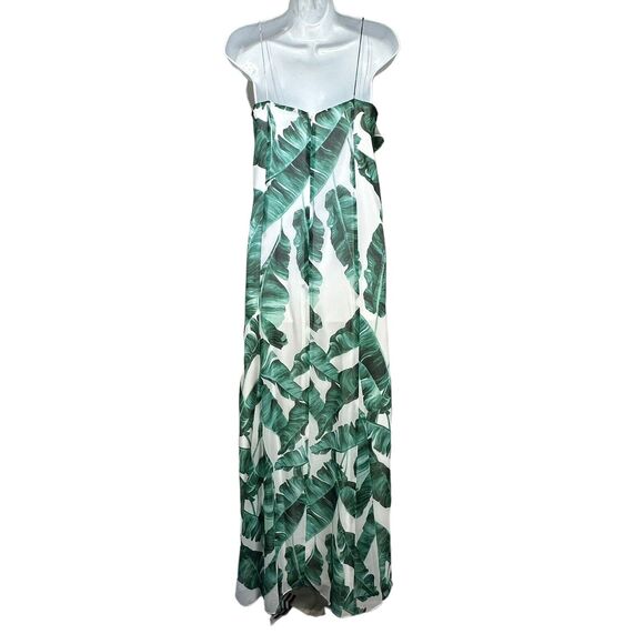chelsea28 green leaf Eucalyptus sleeveless long dress Size 2 - Picture 3 of 7
